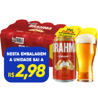 PACK CERVEJA BRAHMA CHOPP LATA 350ml CX. C/18
